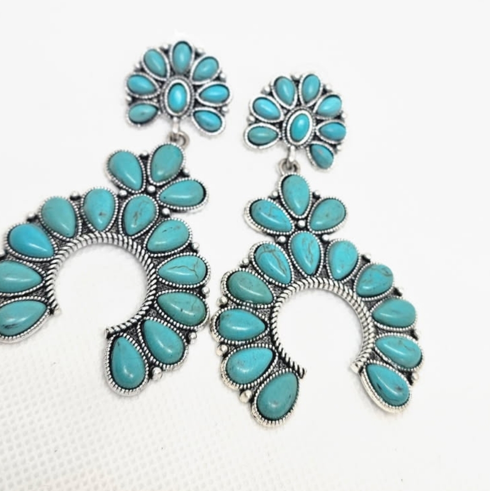 Squash BLOSSOM EARRINGS turquoise